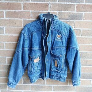 VINTAGE Todays News Cadillac Denim Bomber Jacket